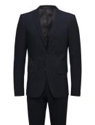 Plain Mens Suit - Normal Length Dress Navy Lindbergh