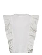 Ruffle T-Shirt Tops Blouses & Tunics White Mango