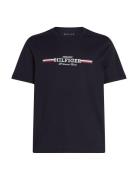 Hilfiger Chest Stripe Tee Tops T-shirts Short-sleeved Navy Tommy Hilfi...