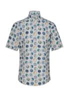 Tennis Print Seersucker Short Sleeve Popover Shirt Designers Shirts Sh...