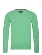 Classic Cotton V-Neck Tops Knitwear V-necks Green GANT