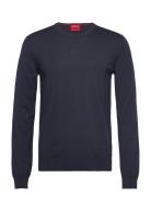 San Cedric-M1 Designers Knitwear Round Necks Navy HUGO