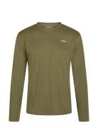 Men L/S Sports Tee Sport T-shirts Long-sleeved Khaki Green ZEBDIA