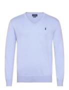 Slim Fit Textured Cotton Sweater Tops Knitwear V-necks Blue Polo Ralph...