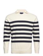 D2. Striped V-Neck Polo Tops Knitwear V-necks Cream GANT