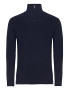 1/2 Neck Zip Merino Wool Rib Knit - Tops Knitwear Half Zip Jumpers Nav...