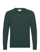 Extrafine Lambswool V-Neck Tops Knitwear V-necks Khaki Green GANT