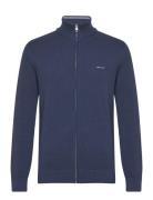 Cotton Pique Zip Cardigan Tops Knitwear Full Zip Jumpers Navy GANT