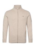 Casual Cotton Zip Cardigan Tops Knitwear Full Zip Jumpers Beige GANT