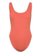 Womens Textured Deep U-Back Sport Swimsuits Orange Speedo