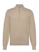 Ebrando-P Tops Knitwear Half Zip Jumpers Beige BOSS