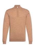 Greyson Half-Zip Merino Knit Tops Knitwear Half Zip Jumpers Beige Les ...