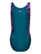 Girls Hyperboom Splice Muscleback Sport Swimsuits Blue Speedo