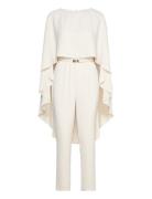 Belted Cape Georgette Jumpsuit Bottoms Jumpsuits Cream Lauren Ralph La...