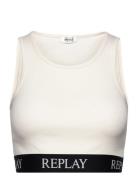 Top Slim Tops Crop Tops Sleeveless Crop Tops Cream Replay