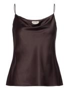 Fiona Silk Satin Top Tops Blouses Sleeveless Brown Balmuir