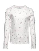 Top L S Pointelle Aop Tops T-shirts Long-sleeved T-shirts White Lindex