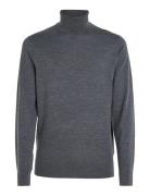 Superior Wool Turtle Neck Tops Knitwear Turtlenecks Grey Calvin Klein