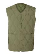 Slhrelax-Cfw Quilt Vest Ex Vest Khaki Green Selected Homme