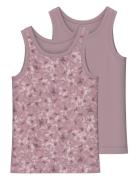 Nmftank Top 2P Mauve Flower Noos Tops T-shirts Sleeveless Pink Name It