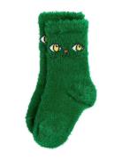 Cat Face Fluffy Sock Sokker Strømper Green Mini Rodini