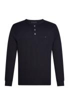 Slub Henley Ls Tee Tops T-shirts Long-sleeved Black Tommy Hilfiger