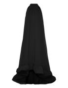 Sabrina Halterneck Ruffled Maxi Dress Knelang Kjole Black Malina