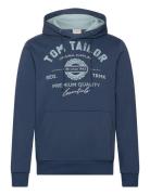 Hoodie With Print Tops Sweat-shirts & Hoodies Hoodies Navy Tom Tailor