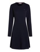 Soft Wool Flared C-Nk Swt Dress Kort Kjole Navy Tommy Hilfiger