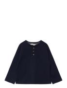 Long Sleeve Cotton T-Shirt Tops T-shirts Long-sleeved T-shirts Navy Ma...