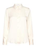 Satin Finish Flowy Shirt Tops Blouses Long-sleeved White Mango