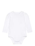 Puff-Sleeve Jersey Bodysuit Bodies Long-sleeved White Ralph Lauren Bab...