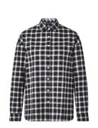 Edith Organic Cotton Flannel Check Shirt Tops Shirts Long-sleeved Navy...