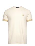 Striped Cuff T-Shirt Tops Polos Short-sleeved Cream Fred Perry