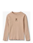 T-Shirt L/S Louann Tops T-shirts Long-sleeved T-shirts Beige Wheat