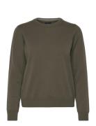 Superfine Lambswool Crew Tops Knitwear Jumpers Khaki Green GANT