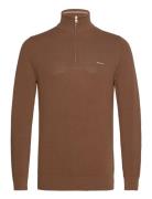 Cotton Pique Halfzip Tops Knitwear Half Zip Jumpers Brown GANT