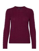 Cable-Knit Wool-Cashmere Sweater Tops Knitwear Jumpers Burgundy Polo R...