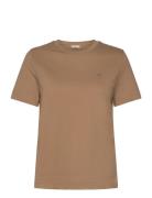 Reg Shield Ss T-Shirt Tops T-shirts & Tops Short-sleeved Brown GANT