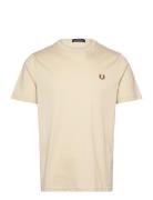 Crew Neck T-Shirt Tops T-shirts Short-sleeved Cream Fred Perry