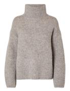 Slfgabella Ls Knit High-Neck Noos Tops Knitwear Turtleneck Grey Select...