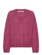 Srallison V-Neck Knit Tops Knitwear Jumpers Pink Soft Rebels