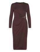 Buckle-Trim Stretch Jersey Dress Knelang Kjole Brown Lauren Ralph Laur...