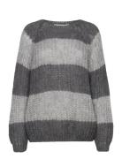 Pzpeyton Ls Striped Ck Pullover Tops Knitwear Jumpers Grey Pulz Jeans