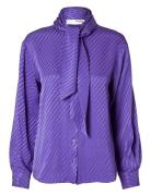 Slfcassia Ls Scarf Shirt B Tops Blouses Long-sleeved Purple Selected F...