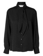 Slfcassia Ls Scarf Shirt B Tops Blouses Long-sleeved Black Selected Fe...