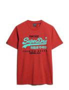 Duo Vintage Logo T Shirt Tops T-shirts Short-sleeved Red Superdry