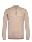 Melvin Poloshirt Tops Knitwear Long Sleeve Knitted Polos Beige Oscar J...