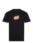 Oval Check Flame Front Tops T-shirts Short-sleeved Black Santa Cruz