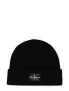 Mono Logo Patch Beanie Warm Accessories Headwear Beanies Black Calvin ...